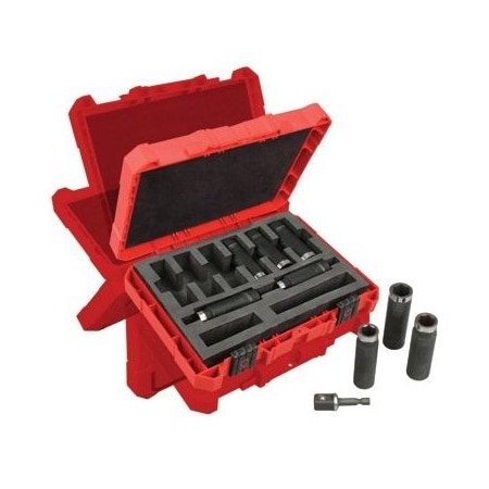 Milwaukee Tool 9-Pc. Thin Wall Deep Impact Socket Set W/1/4 in. Hex To 1/2 in. Square Adapter & Plastic Case ML49-66-4484